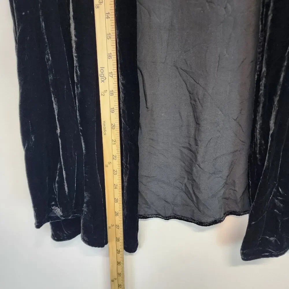 Womens Velvet Cardigan Topper Size 12 Black Open Silk Blend Vtg Newport News